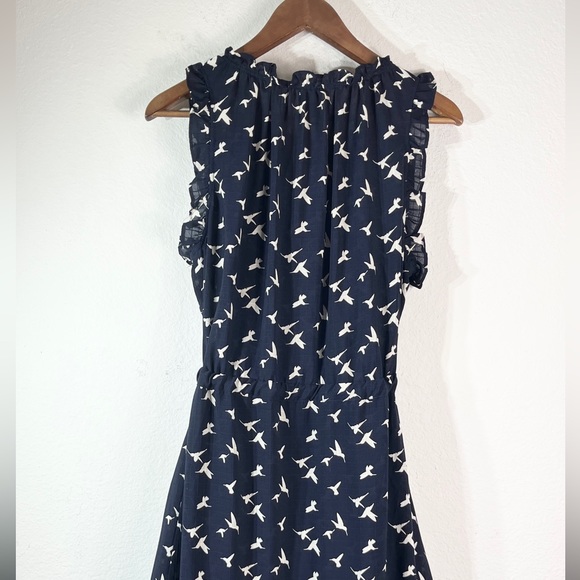MISA Los Angeles Martina Midi Dress Navy Birds Sz L - Picture 7 of 9